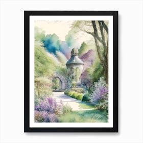 Bodnant Garden, United Kingdom Pastel Watercolour Art Print