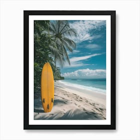 Yellow Surfboard On The Beach 1 Art Print