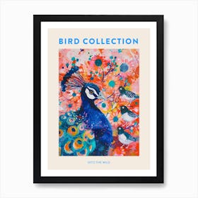 Peacock & Birds Loose Brushstroke Painting 1 Poster Art Print