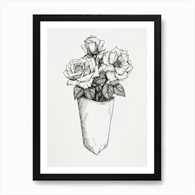 English Rose In A Pocket Line Drawing 2 Art Print