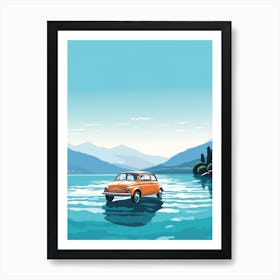 A Fiat 500 Car In The Lake Como Italy Illustration 4 Art Print