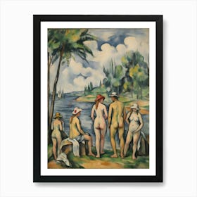 Four Nudes By The Water Art Print