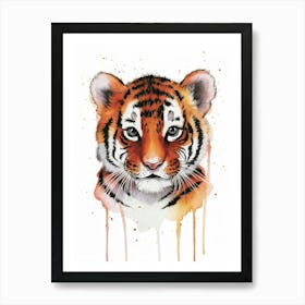 Portrait of Baby Tiger Watercolor Nursery Art Art Print