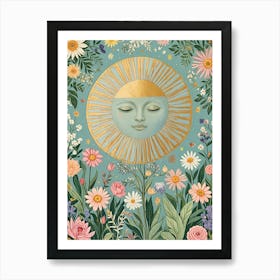 Golden Sun And Flowers Art Print