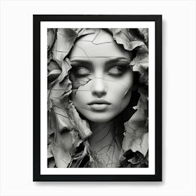 Portrait Of A Woman With Leaves 1 Art Print