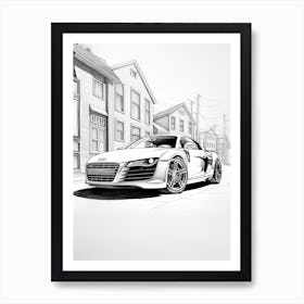 Audi R8 Line Drawing 3 Art Print