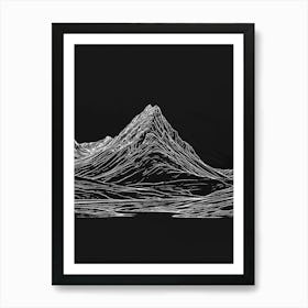 Beinn Ghlas Mountain Line Drawing 6 Art Print