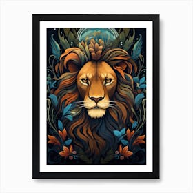 Lion Art Painting  Art Nouveau 1 Art Print
