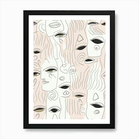 Modern Abstract Face Line Illustration 1 Art Print