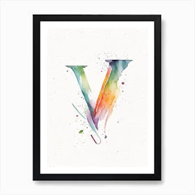 V, Letter, Alphabet Minimalist Watercolour 5 Art Print