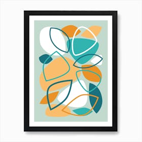 Aqua, Orange, Mid Century Modern Abstract 23 Art Print