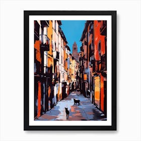 Painting Of A Barcelona With A Cat In The Style Of Of Pop Art 3 Art Print