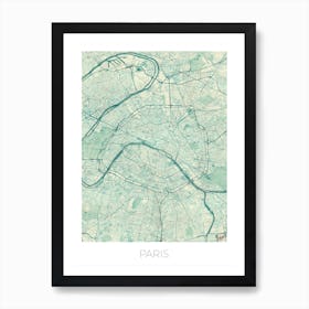 Paris Map Vintage in Blue Art Print