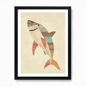 Muted Pastel Patterned Shark 3 Art Print