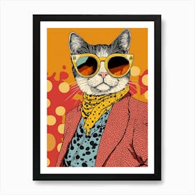 Super Cool Cat Illustration Pop 18 Poster