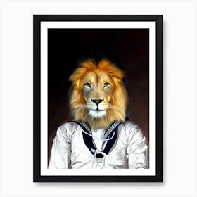 Ryan The Sailor Lion Pet Portraits Art Print