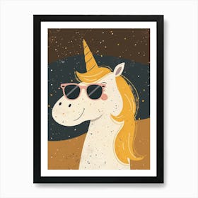 Unicorn With Sunglasses Muted Pastel 2 Art Print