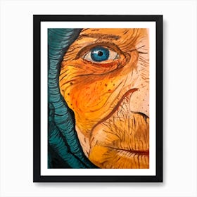 Old Woman With Blue Eyes Art Print
