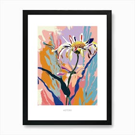 Colourful Flower Illustration Poster Asters 6 Art Print