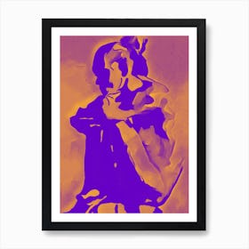 Nude Woman In Purple And Orange Art Print