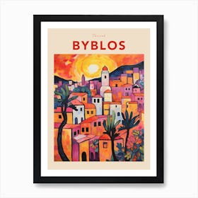 Byblos Lebanon Fauvist Travel Poster Art Print