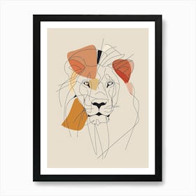 Lion - Boho, Line Art 2 Art Print