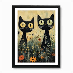 Cats In The Meadow 5 Art Print