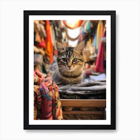 Realistic Photography As A Cat Roaming Through The Market Stands 1 Art Print