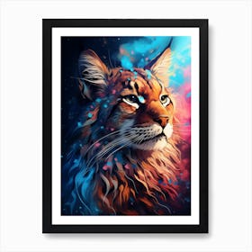 A Lynx Colorful Lights Art Print