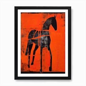 Horse, Woodblock Animal  Drawing 2 Art Print