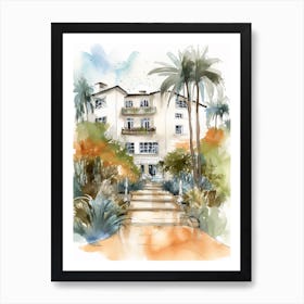 Beverly Hills Los Angeles Neighborhood, Watercolour 3 Art Print