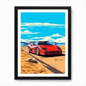 A Ferrari F40 In The Andean Crossing Patagonia Illustration 3 Art Print