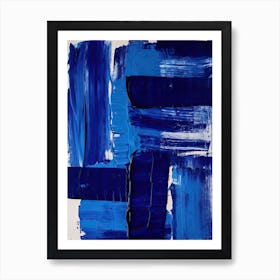 Blue Brush Strokes Abstract 4 Art Print