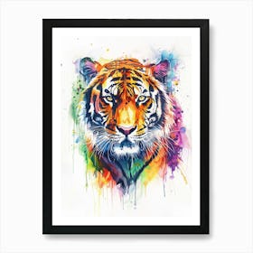 Bengal Tiger Colourful Watercolour 4 Art Print