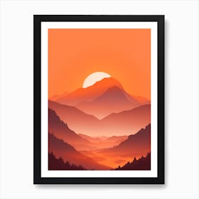 Misty Mountains Vertical Composition In Orange Tone 283 Art Print