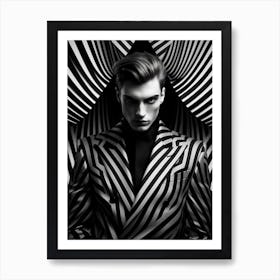 Black And White Striped Man 2 Art Print