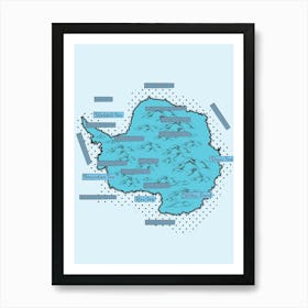 Antarctica Map Art Print