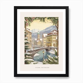 Vintage Winter Poster Lucerne Switzerland 2 Art Print