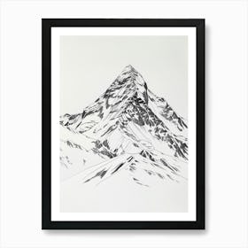 Gasherbrum Pakistan China Line Drawing 5 Art Print