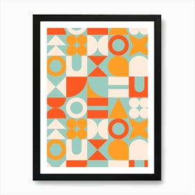 Fruit Cocktail Mid Century Retro Geometric Shapes Art Print