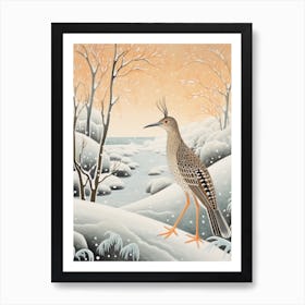 Winter Bird Painting Roadrunner 3 Art Print