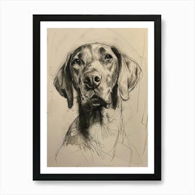 Redbone Hound Dog Charcoal Line 1 Art Print