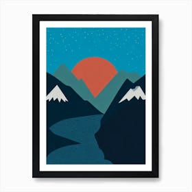 Alyeska, Usa Modern Illustration Skiing Poster Art Print