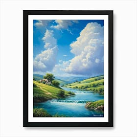 Cumulus Clouds Billowing Gentle Giants Against A Backdrop Of Vivid Azure Sky Tower Over A Varied (1) 1 Art Print