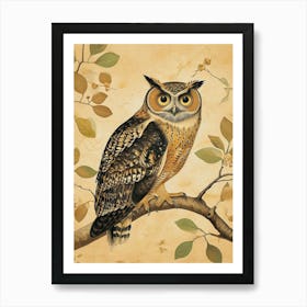 Burmese Fish Owl Vintage Illustration 2 Art Print