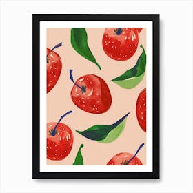 Red Apple Fruit Pattern 1 Art Print