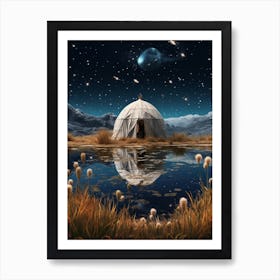 Cosmic yurt in a cosmic field 1 Art Print