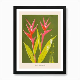 Pink & Green Heliconia 2 Flower Poster Art Print