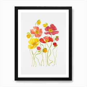 Rainbow Poppies Art Print