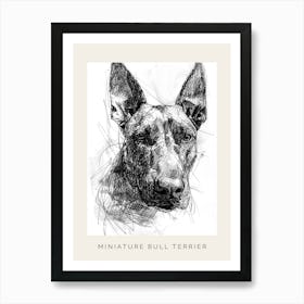 Miniature Bull Terrier Line Sketch 4 Poster Art Print